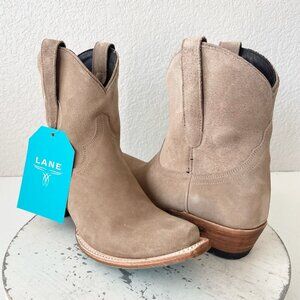 Lane EMMA JANE Womens Cowboy Bootie 8.5 Latte Suede Western Cowgirl Shor…
